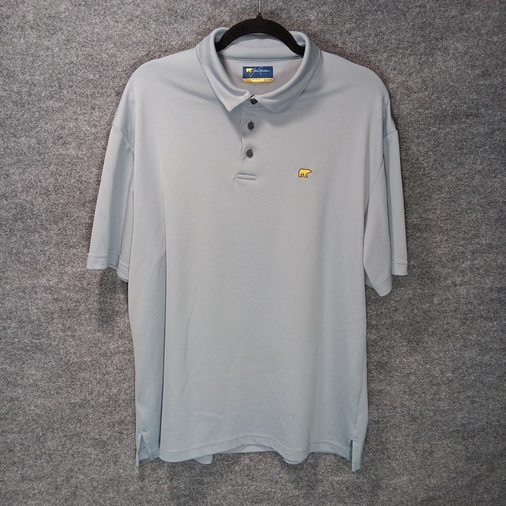 Jack Nicklaus Gray Golf Polo Short Sleeve Bear Embroidery Men's XL